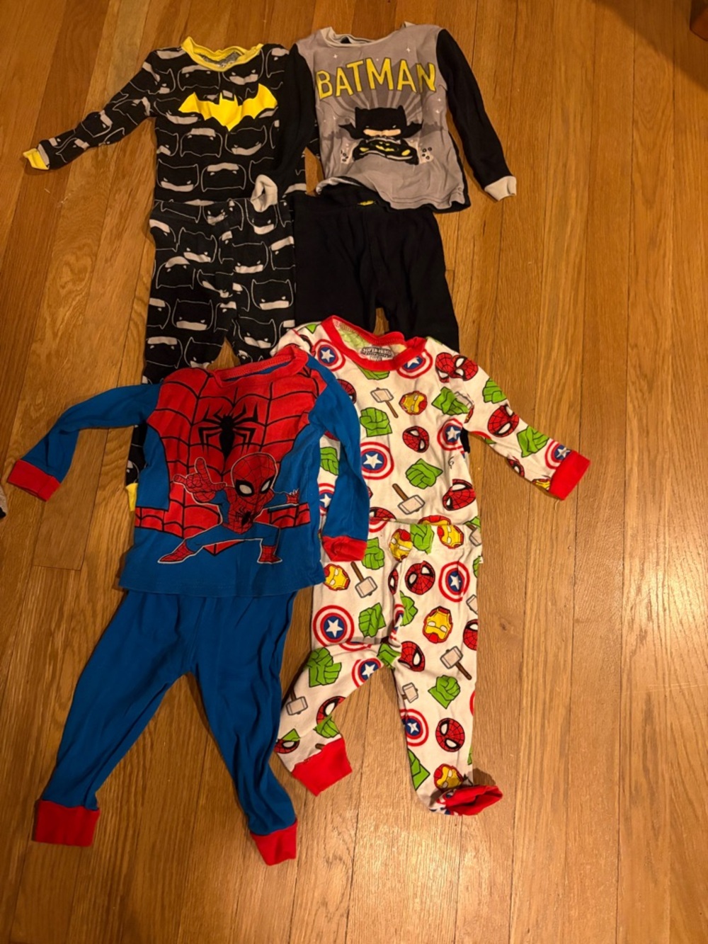 Marvel Kids Pajama Set Lot - Blue, Red, Black, Gray, White, Yellow